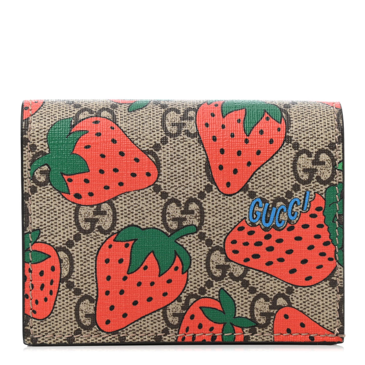 GG Supreme Monogram Strawberry Card Case