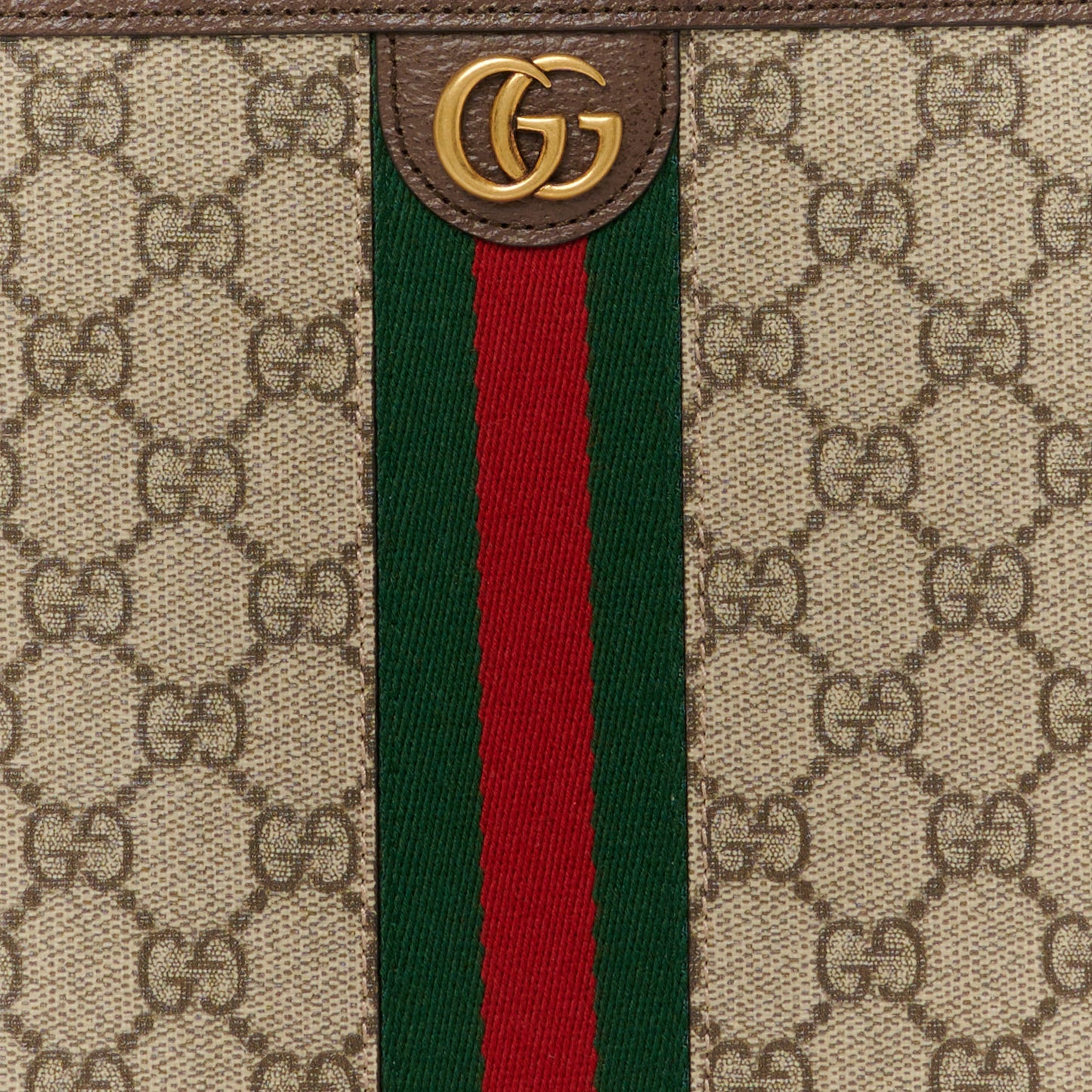 GG Supreme Monogram Textured Dollar Calfskin Web Small Ophidia Wristlet Pouch Beige Ebony New Acero