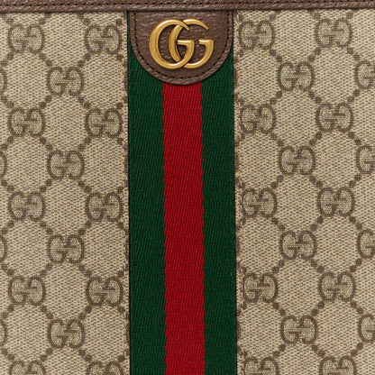 Gucci GG Supreme Monogram Textured Dollar Calfskin Web Small Ophidia Wristlet Pouch Beige Ebony New Acero 8 of 11