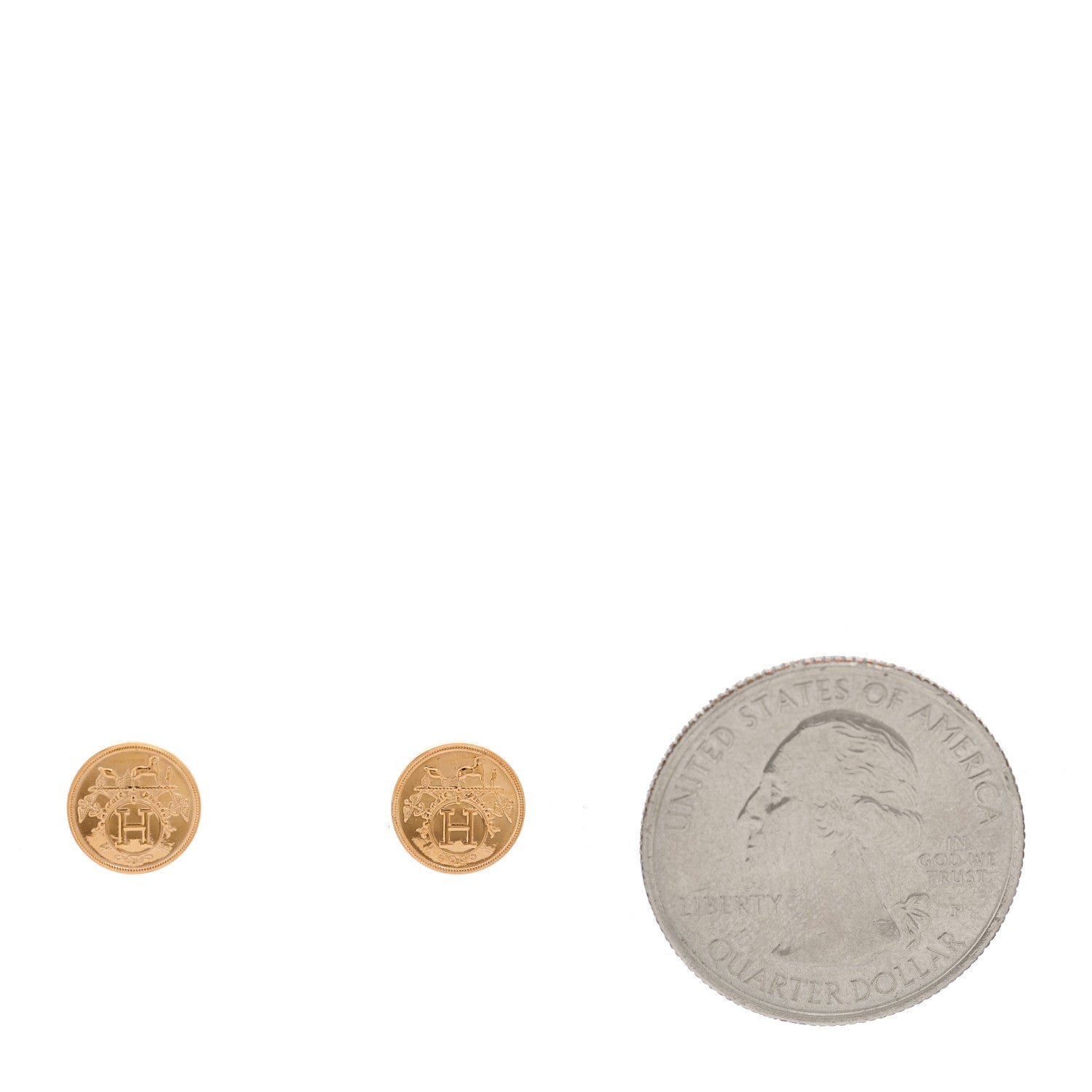 Hermes 18K Rose Gold TPM Ex-Libris Stud Earrings 2 of 5