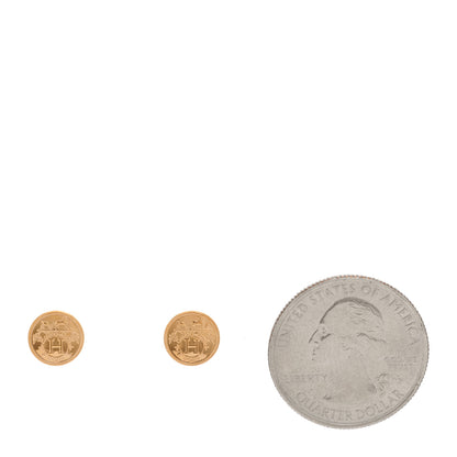 Hermes 18K Rose Gold TPM Ex-Libris Stud Earrings 2 of 5