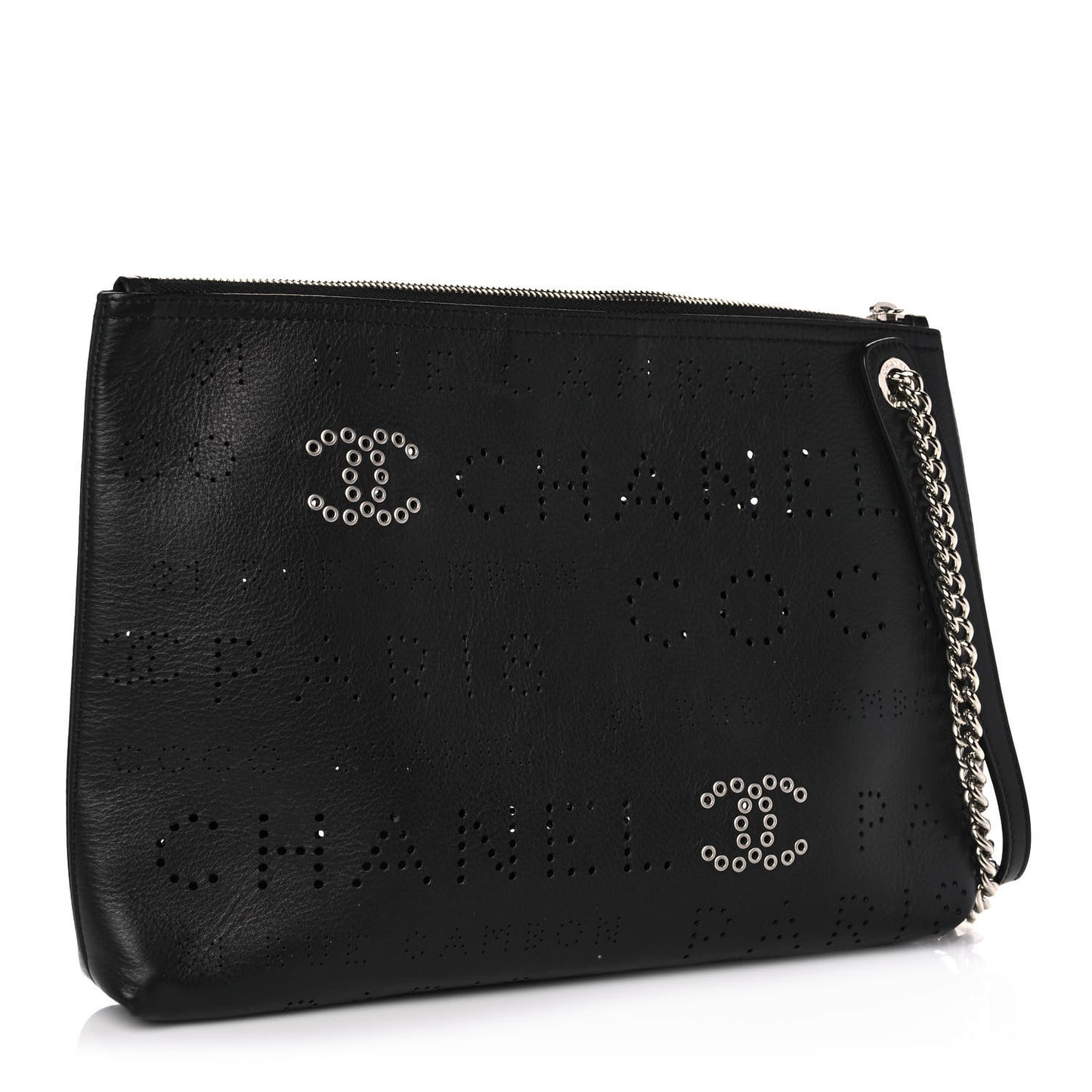 Calfskin Eyelets Clutch Black
