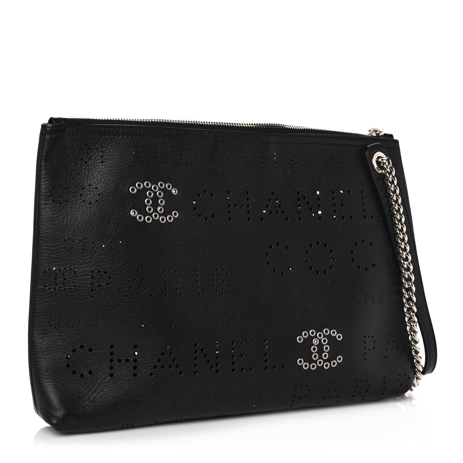 Chanel Calfskin Eyelets Clutch Black 3 of 11