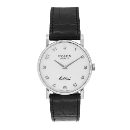 Rolex 18K White Gold Alligator 32mm Cellini Manual Winding Watch White 5115 1 of 4