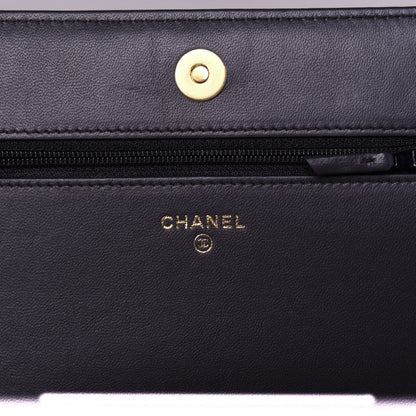 Chanel Lambskin Quilted Boy Wallet On Chain WOC Dark Grey 9 of 16