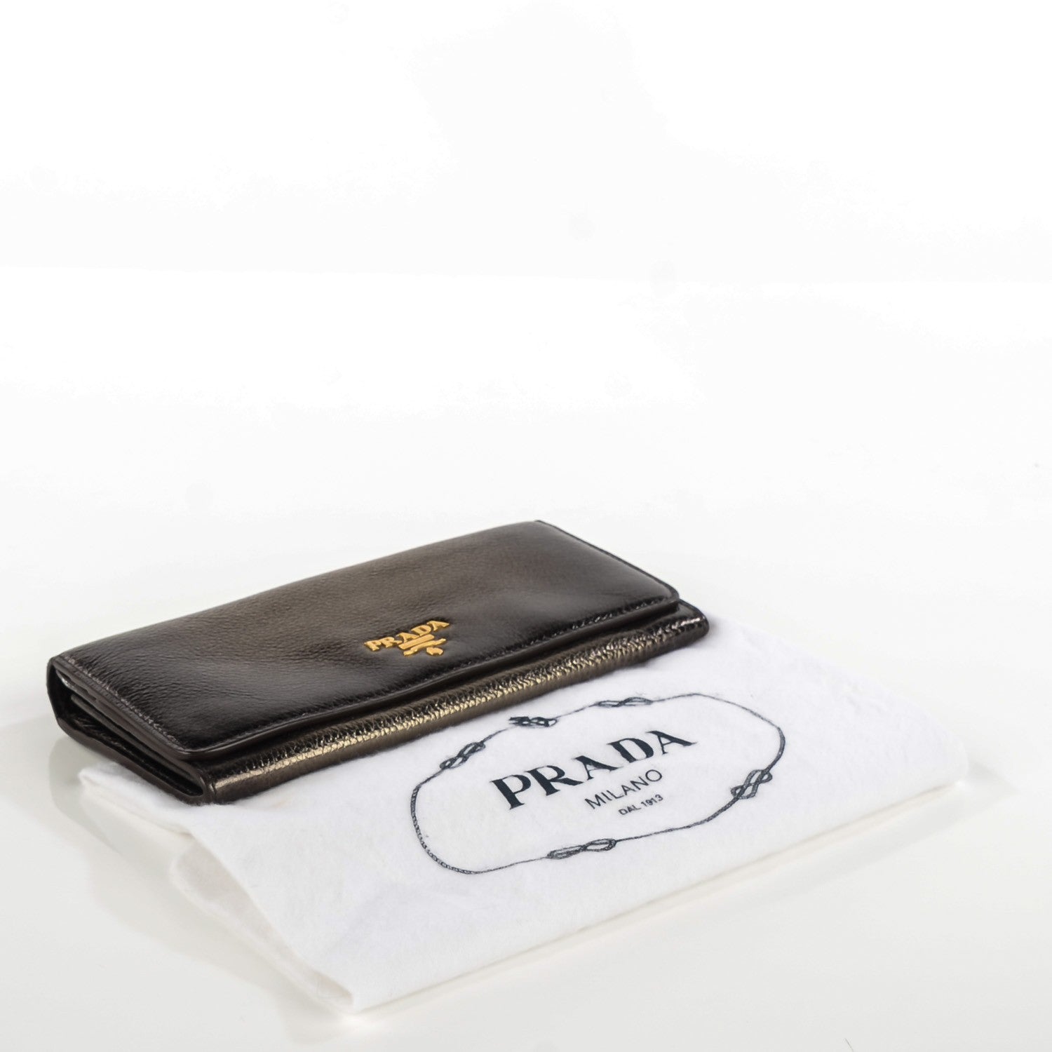Prada Vitello Daino Antik Continental Flap Wallet Piombo 4 of 8