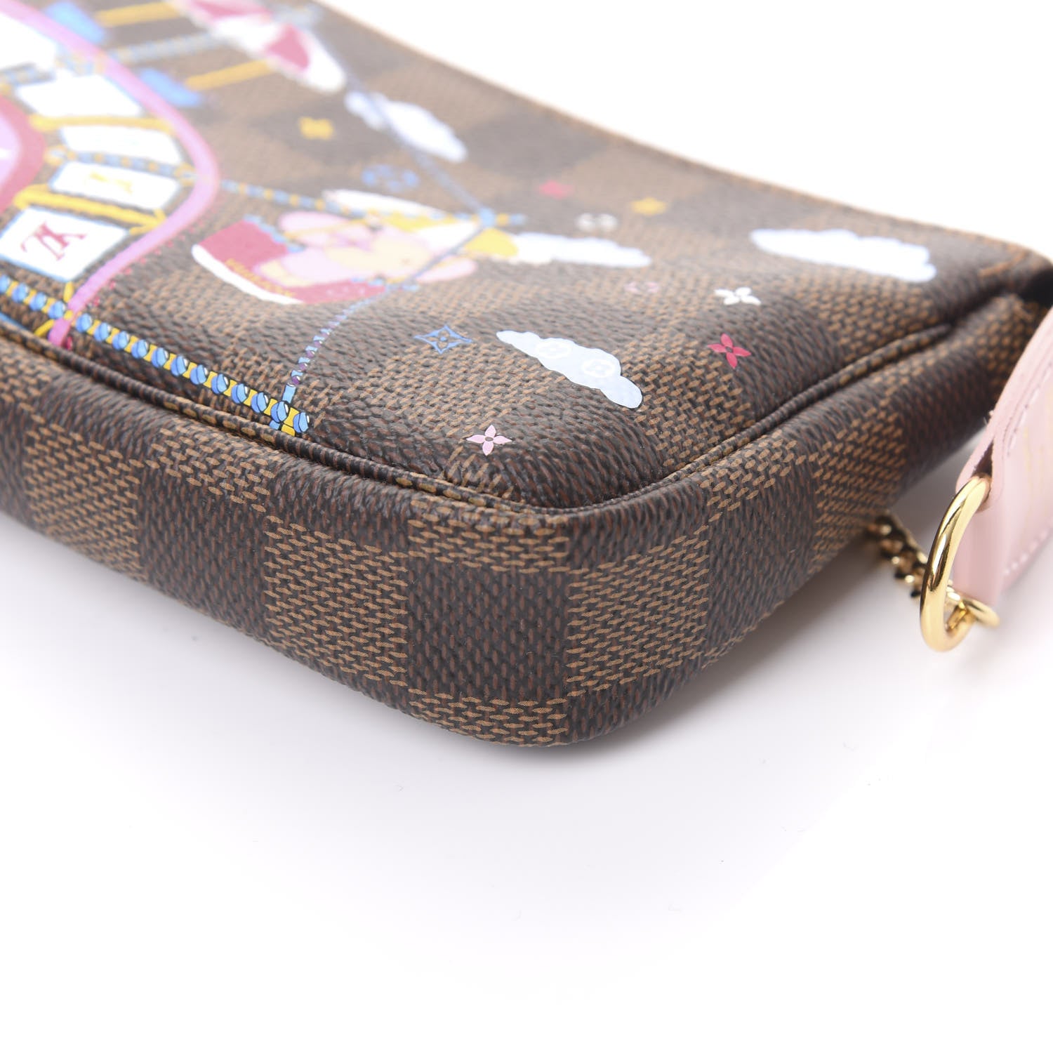 Louis Vuitton Damier Ebene 2020 Christmas Animation Big Wheel Mini Pochette Accessories Rose Ballerine 7 of 11