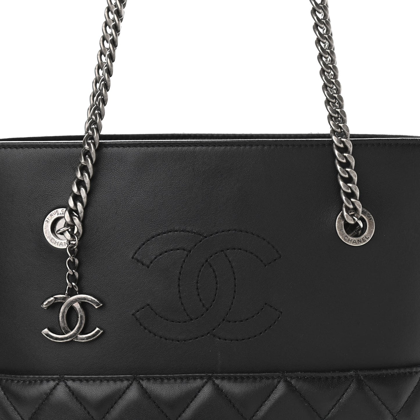 Lambskin Quilted Small Urban Delight Tote Black Blue