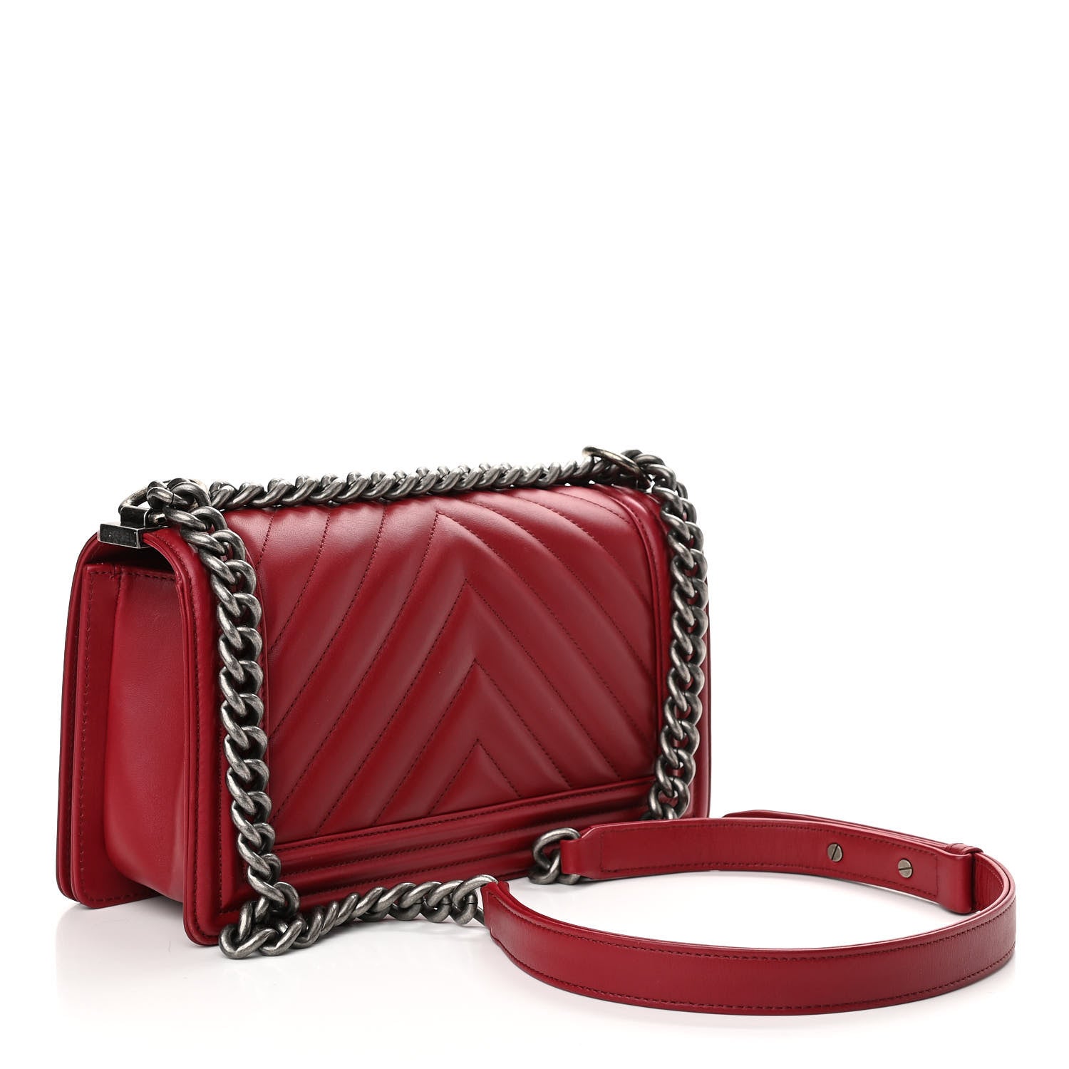 Chanel Calfskin Chevron Quilted Medium Boy Flap Dark Red 3 of 14