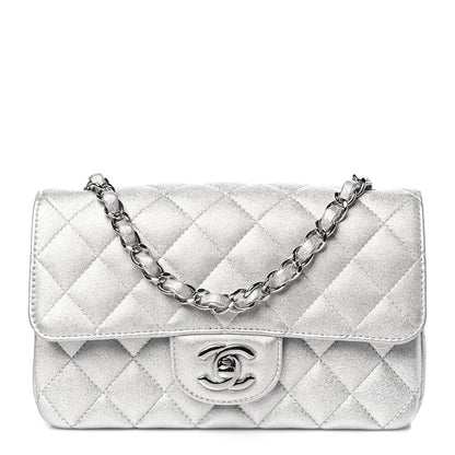 Chanel Metallic Lambskin Quilted Mini Rectangular Flap Silver 1 of 11