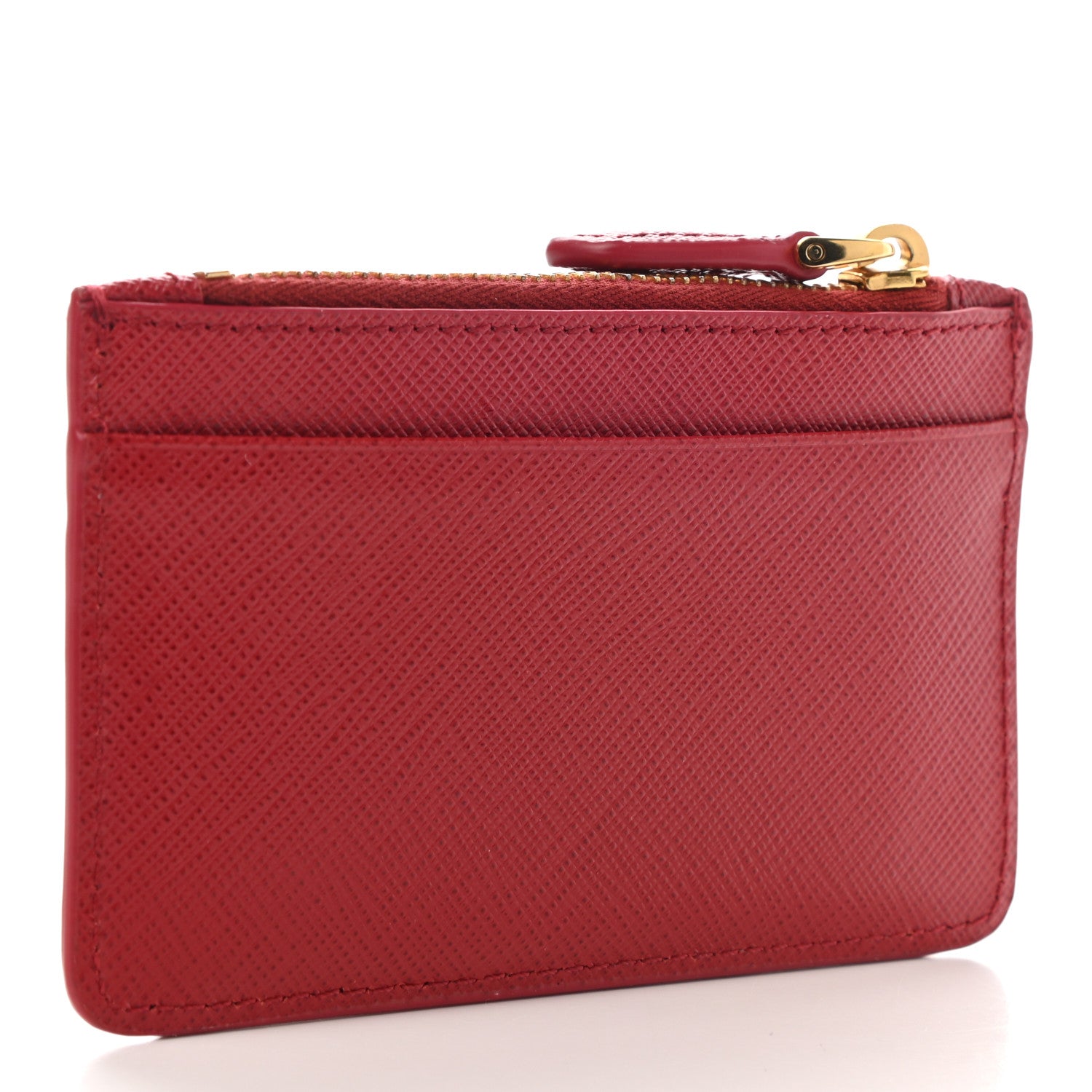 Prada Saffiano Metal Card Holder Fuoco Peonia 3 of 12