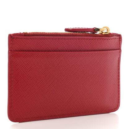Prada Saffiano Metal Card Holder Fuoco Peonia 3 of 12