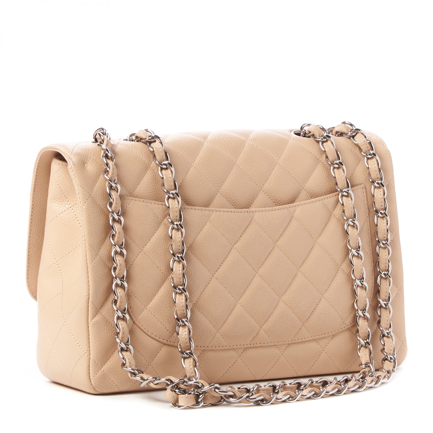Chanel Caviar Quilted Jumbo Single Flap Beige 2 of 10