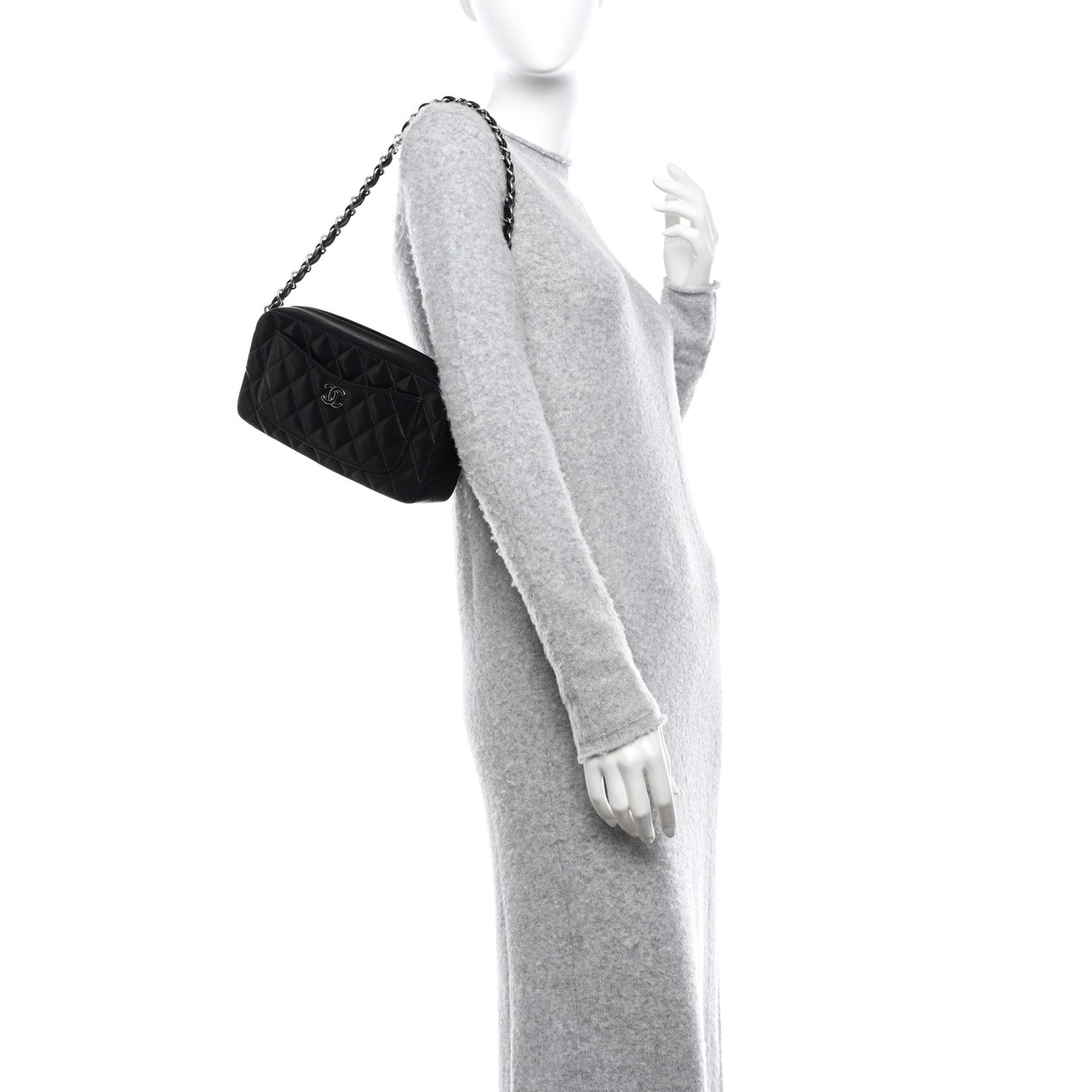 Lambskin Quilted Small Timeless Camera Case Black