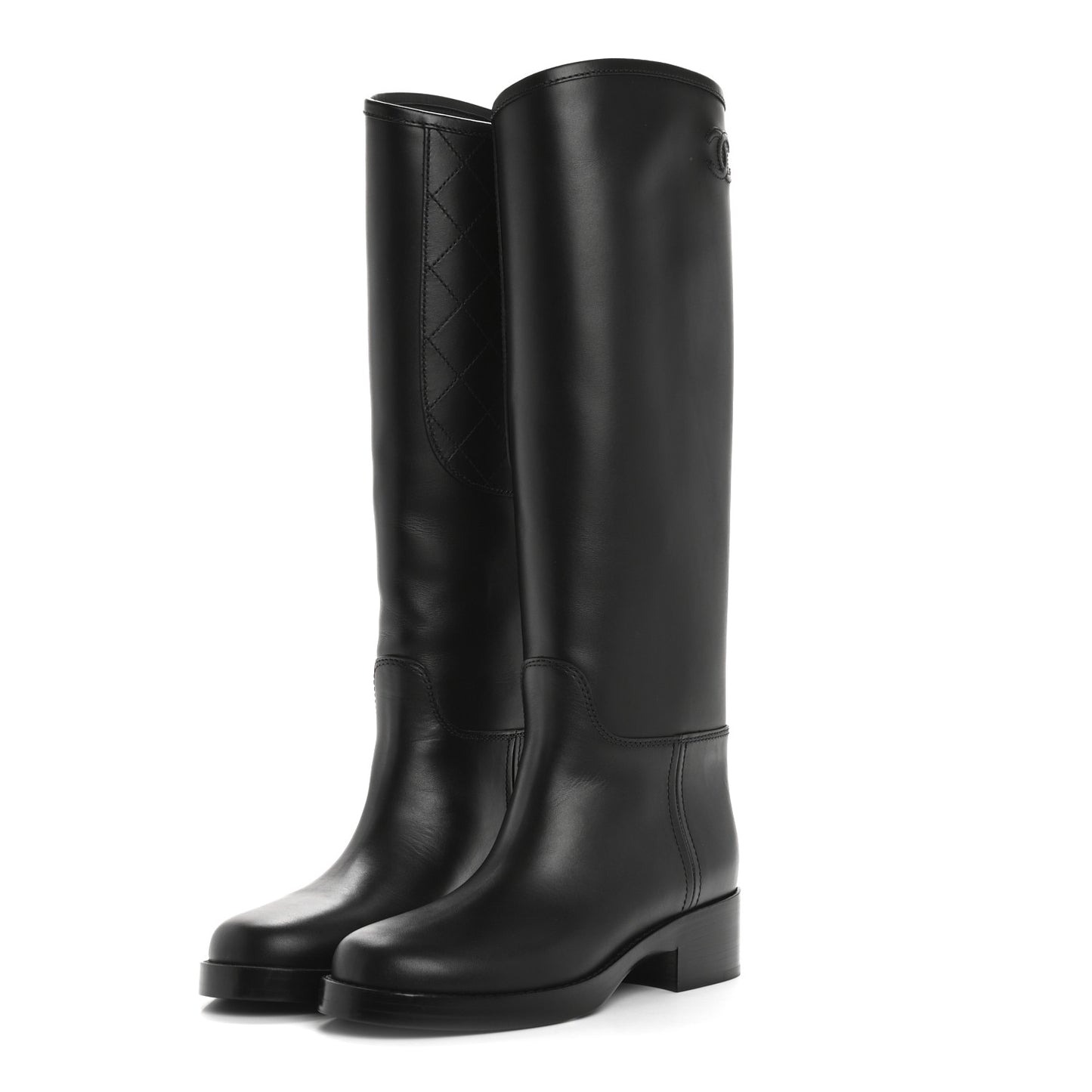Calfskin Cap Toe CC Riding Boots 38.5 Black