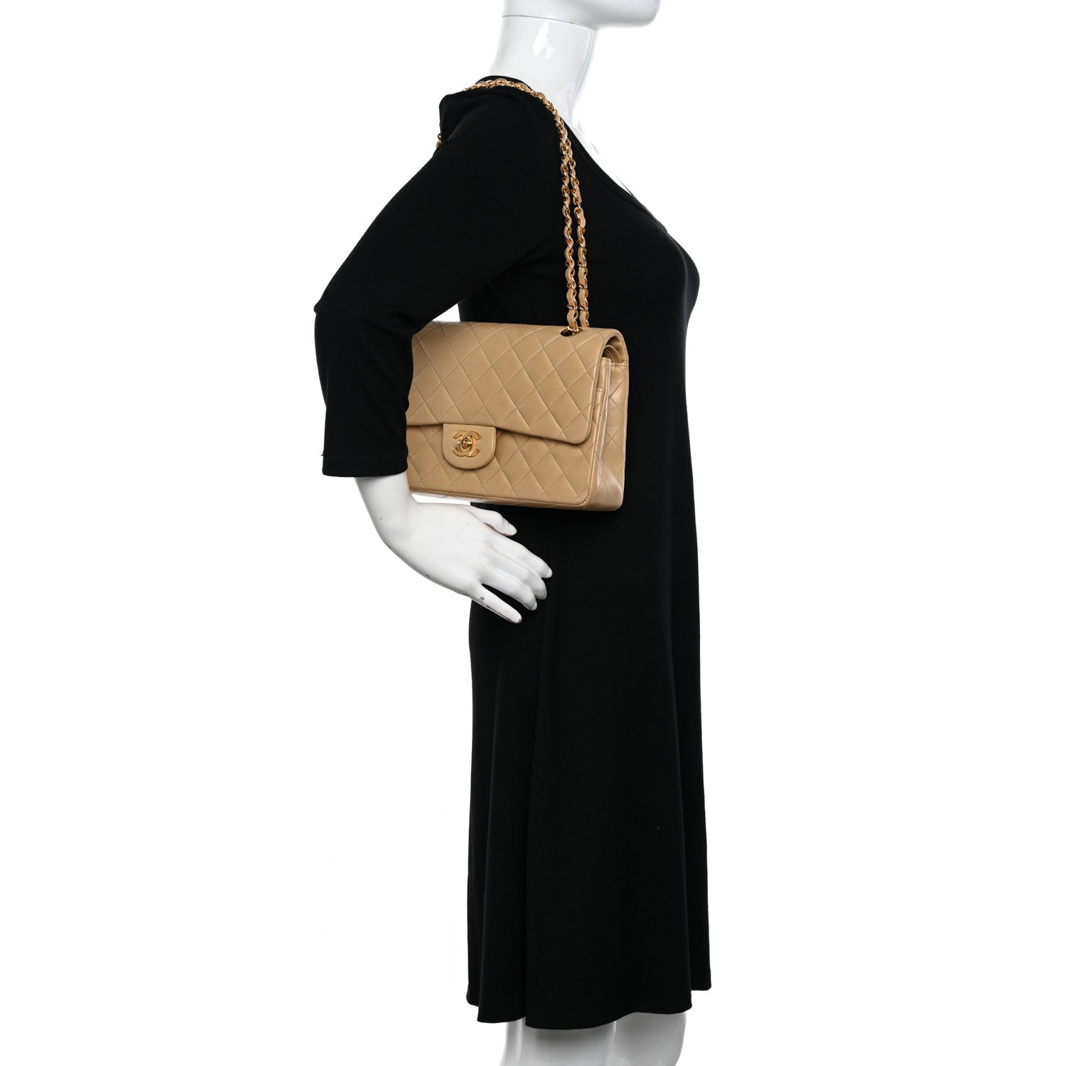 Chanel Lambskin Quilted Medium Double Flap Beige 2 of 15