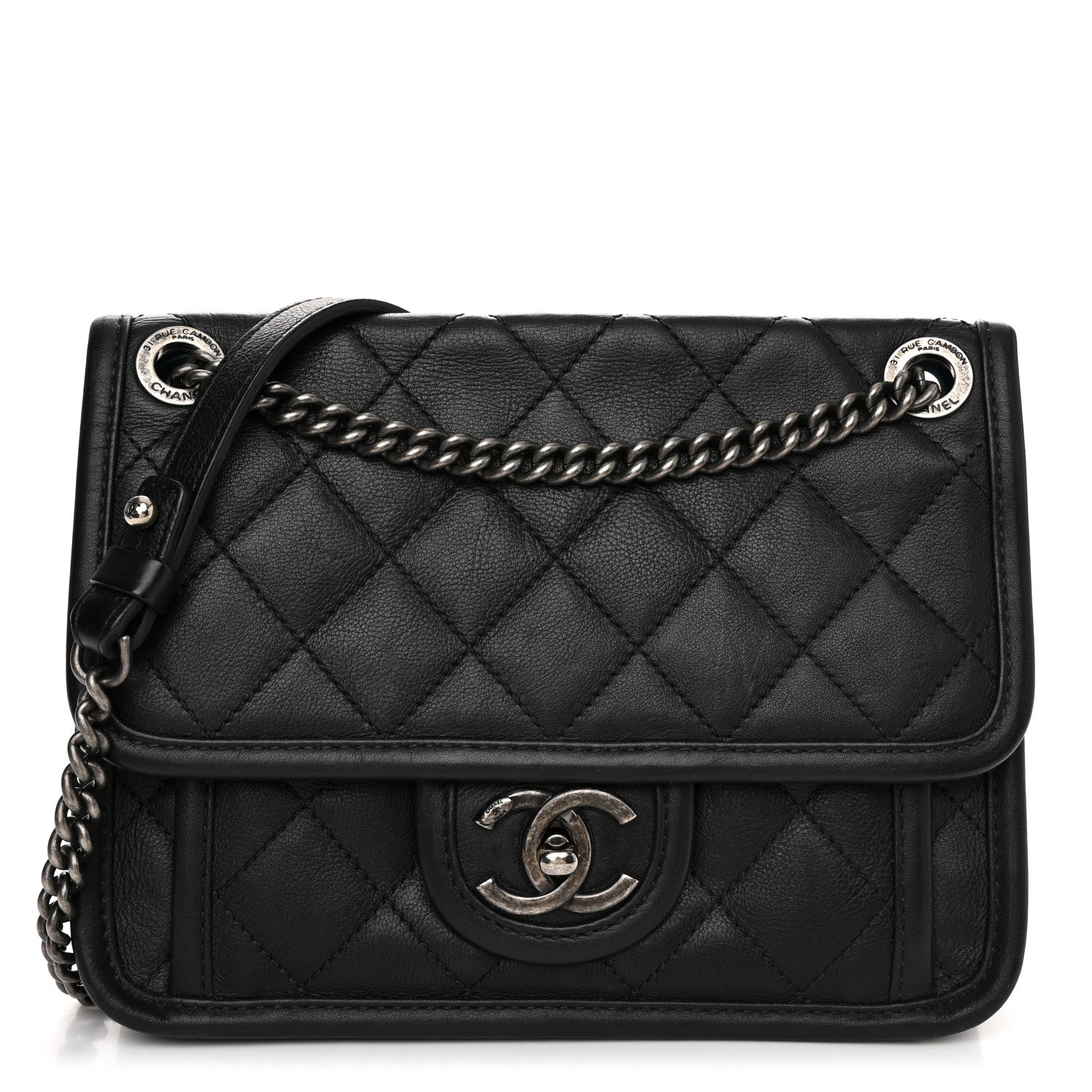 Chanel Calfskin Quilted Mini French Riviera Flap Black 1 of 10