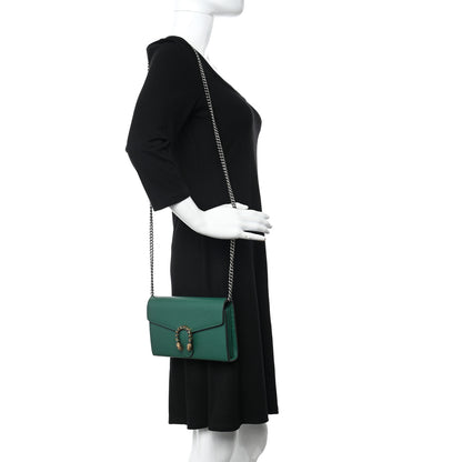 Gucci Calfskin Mini Dionysus Chain Wallet Emerald 2 of 11