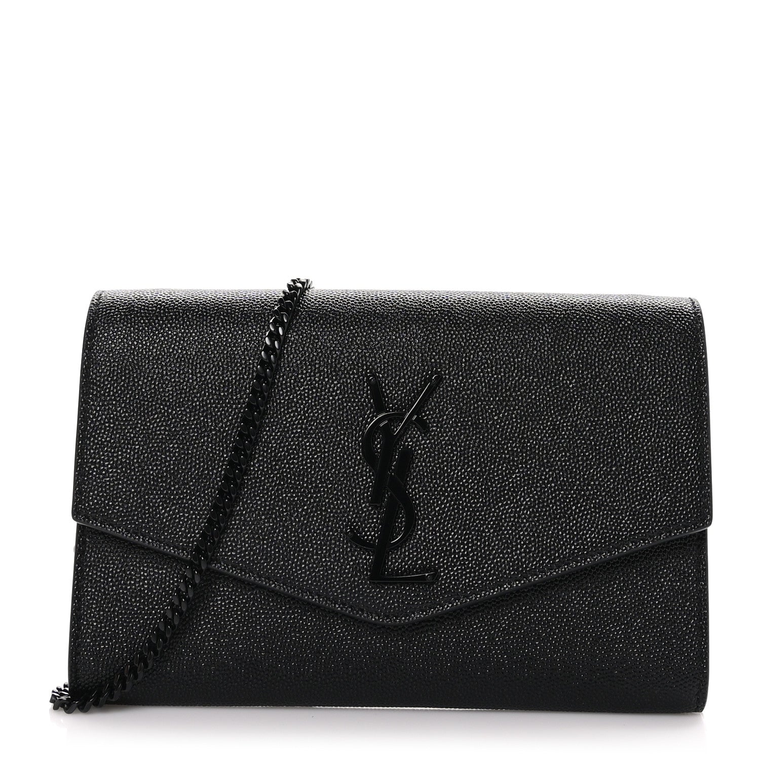 Saint Laurent Grain de Poudre Uptown Chain Wallet Black 1 of 11
