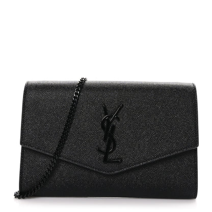Saint Laurent Grain de Poudre Uptown Chain Wallet Black 1 of 11