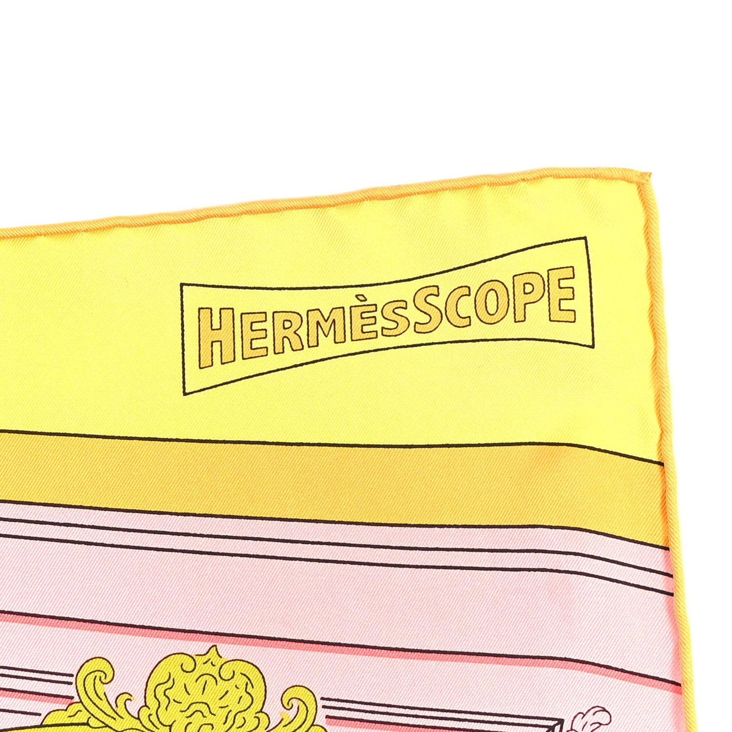 Hermes Silk Mystere Au 24 Faubourg Scarf 90 Rose Bonbon Jaune 2 of 4