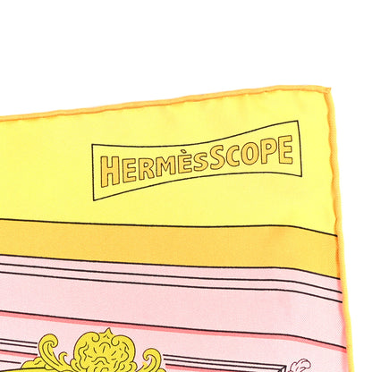 Hermes Silk Mystere Au 24 Faubourg Scarf 90 Rose Bonbon Jaune 2 of 4