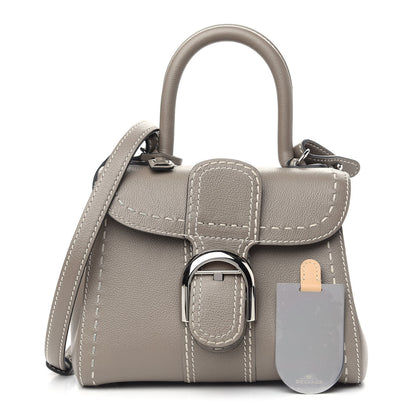 Delvaux Grained Rodeo Calfskin Surpique Mini Brillant Satchel Tourterelle Ivory 1 of 10