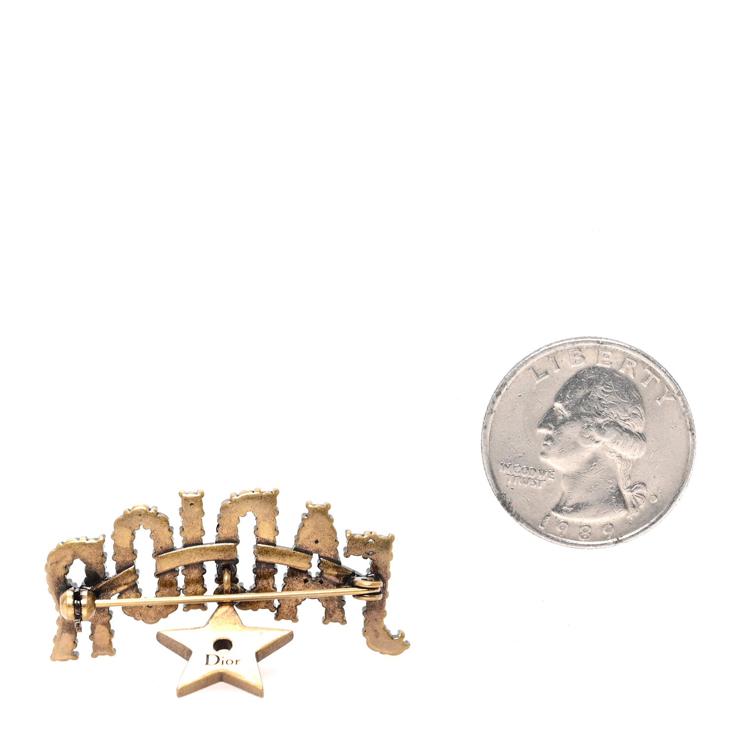 Christian Dior Crystal J'Adior Brooch Gold 2 of 3