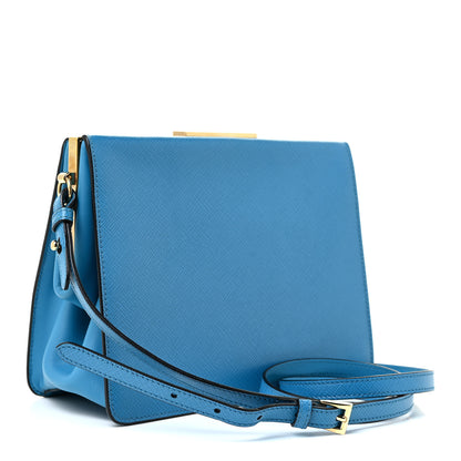 Prada Saffiano City Calf Light Frame Bag Celeste 3 of 15