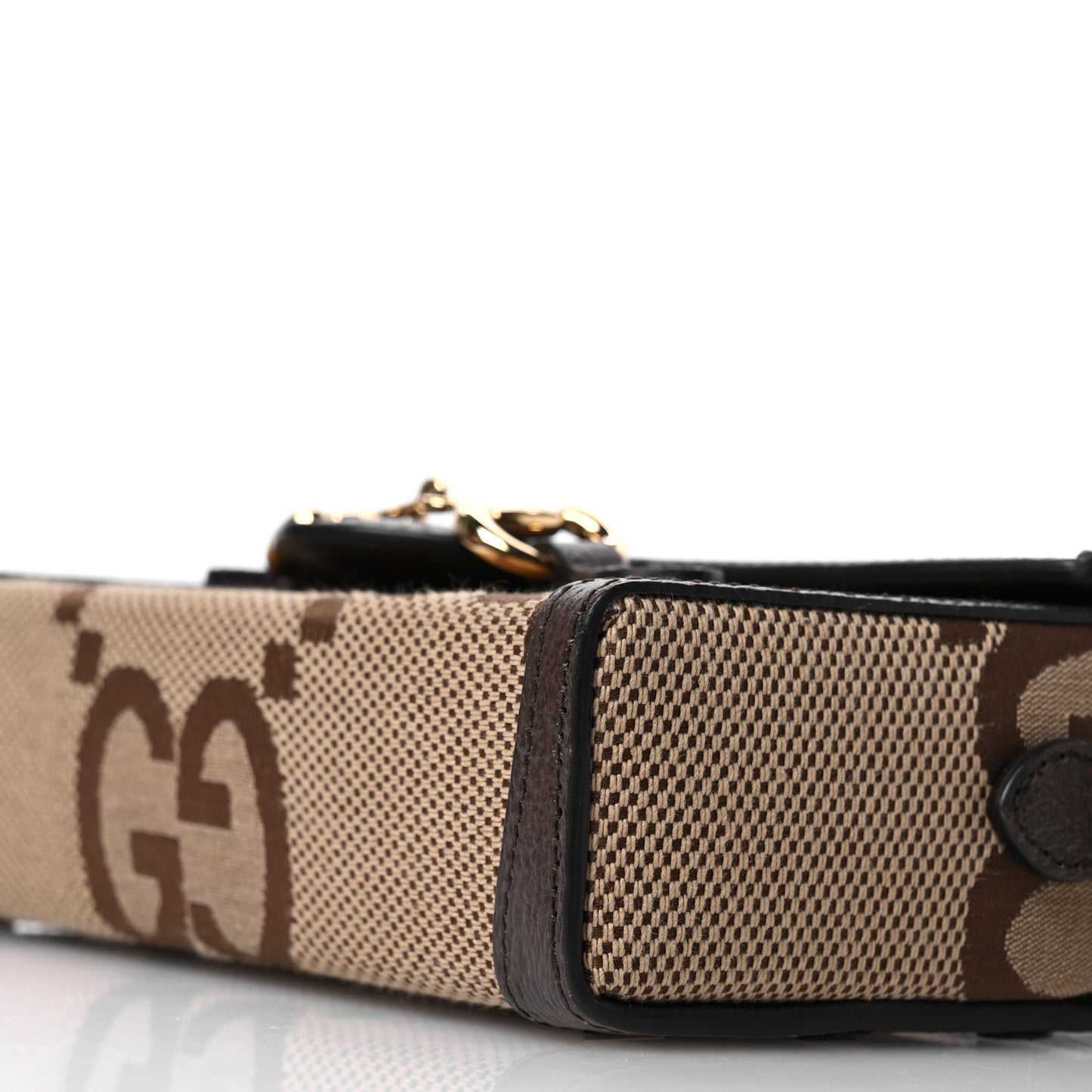 Monogram Jumbo GG Textured Dollar Calfskin Mini Horsebit 1955 Shoulder Bag Camel Ebony New Acero