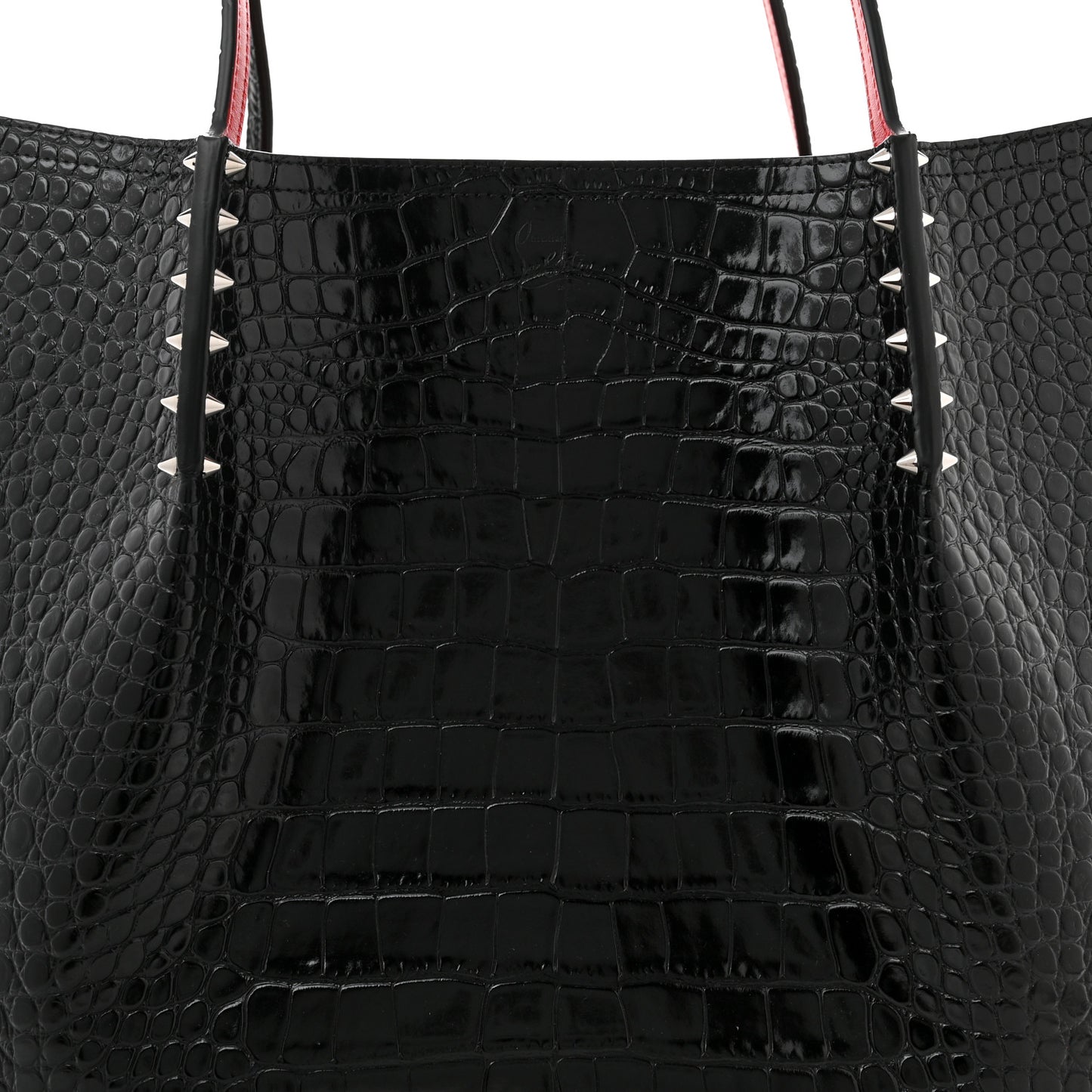 Calfskin Crocodile Embossed Spikes Large Cabarock Black