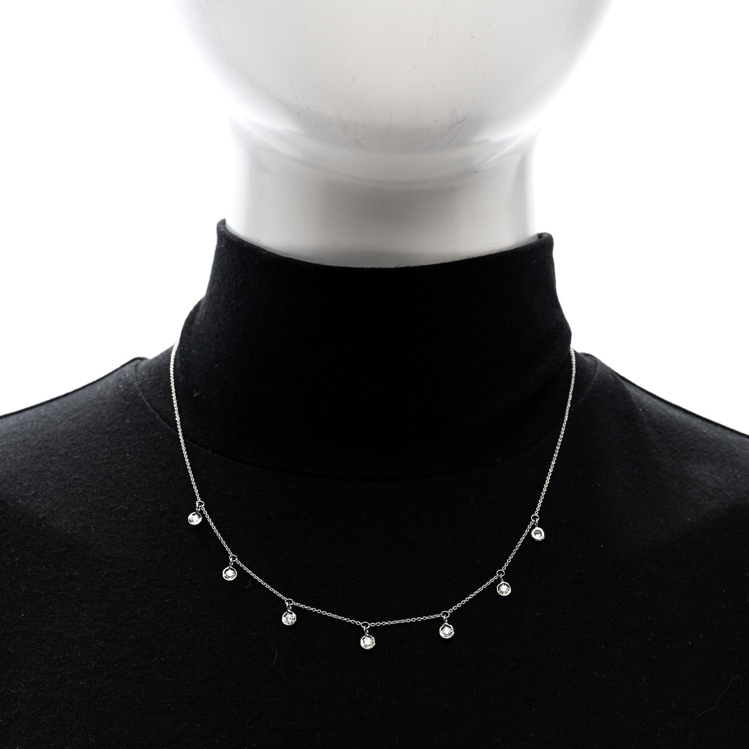 Roberto Coin 18K White Gold Diamond 7 Station Dangle Necklace 2 of 4