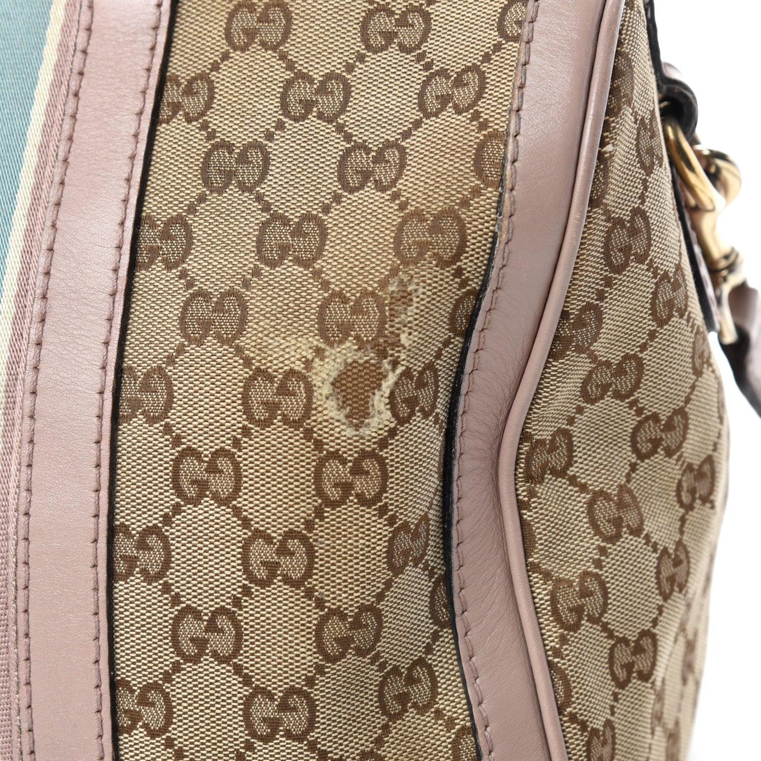 Gucci Monogram Vintage Web Medium Boston Pink Blue 11 of 17