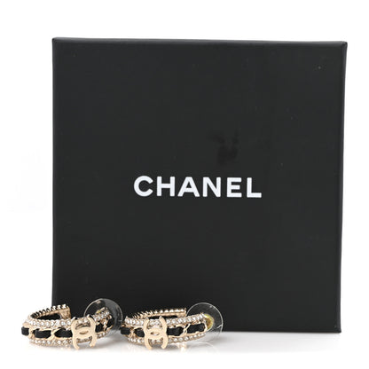 Chanel Lambskin Crystal Chain Chanel Strass CC Earrings Black Gold 5 of 5