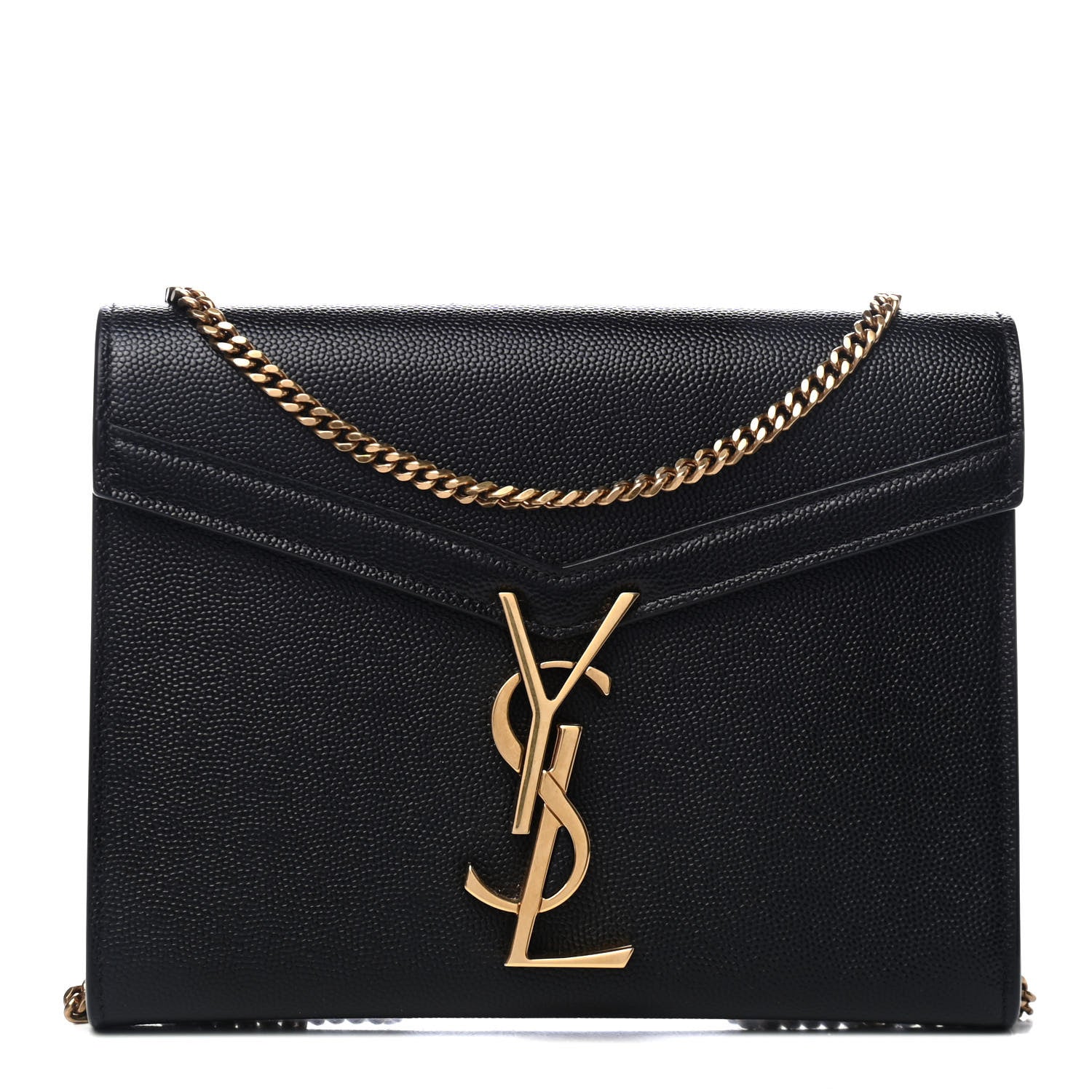 Saint Laurent Grain De Poudre Monogram Cassandra Chain Wallet Black 1 of 4