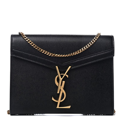 Saint Laurent Grain De Poudre Monogram Cassandra Chain Wallet Black 1 of 4