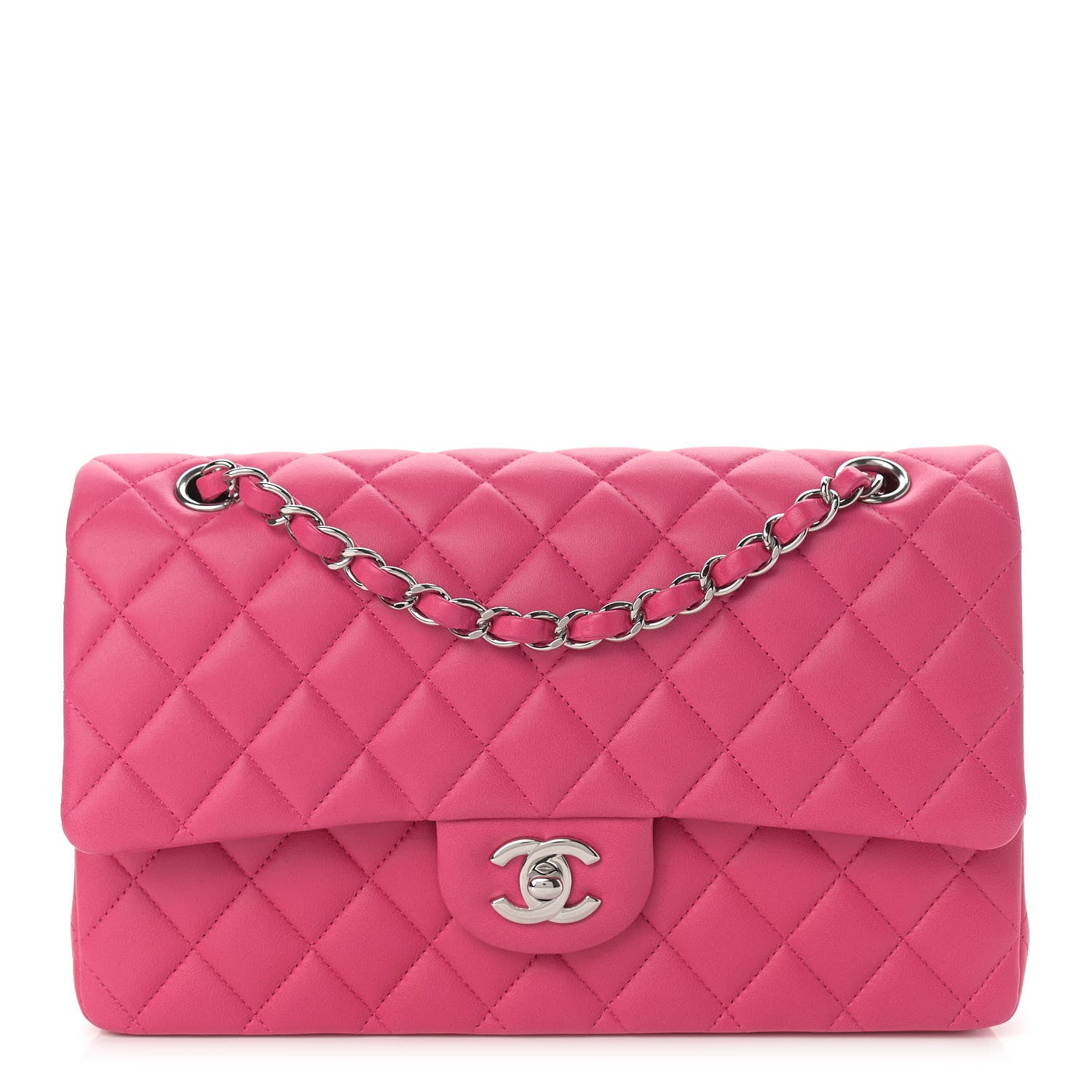 Chanel Lambskin Quilted Medium Double Flap Dark Pink 1 of 10