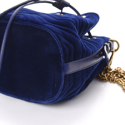 Gucci Velvet Matelasse GG Marmont Bucket Bag Cobalt Blue 9 of 9
