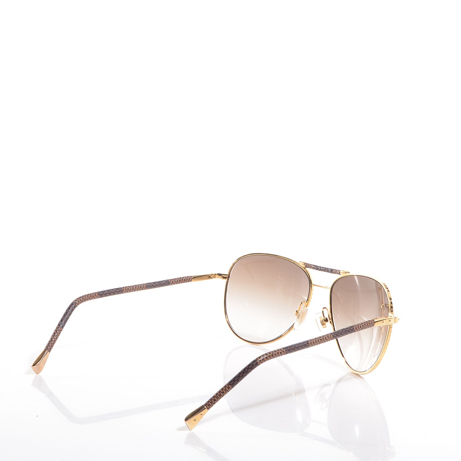 Louis Vuitton Damier Conspiration Pilote Aviator Sunglasses Z0202U Gold 2 of 8