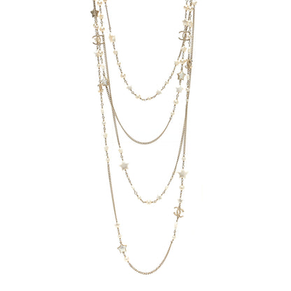 Chanel Pearl CC Star Four Strand Necklace Silver 1 of 4
