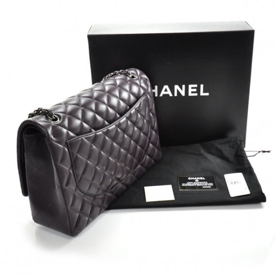 Chanel Lambskin Quilted Maxi Double Flap Plum 3 of 13
