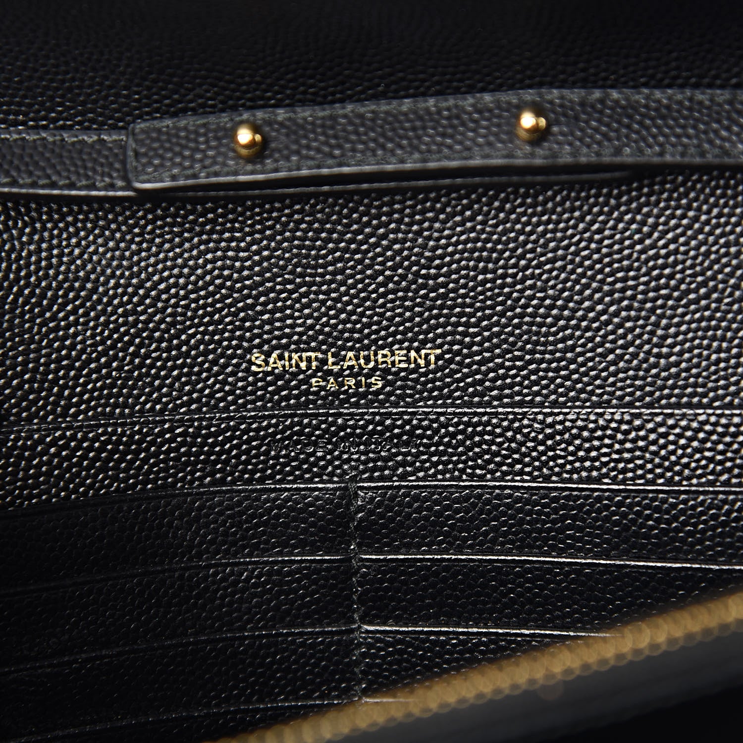Saint Laurent Grain De Poudre Matelasse Chevron Monogram Chain Wallet Black 6 of 9