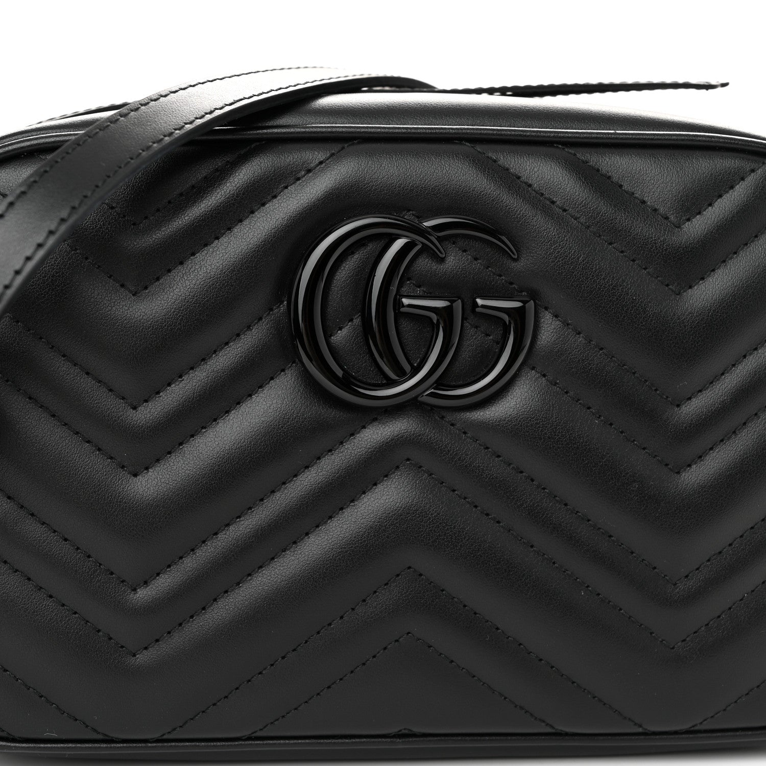 Gucci Calfskin Matelasse Monochrome Small GG Marmont Chain Shoulder Bag Black 8 of 11