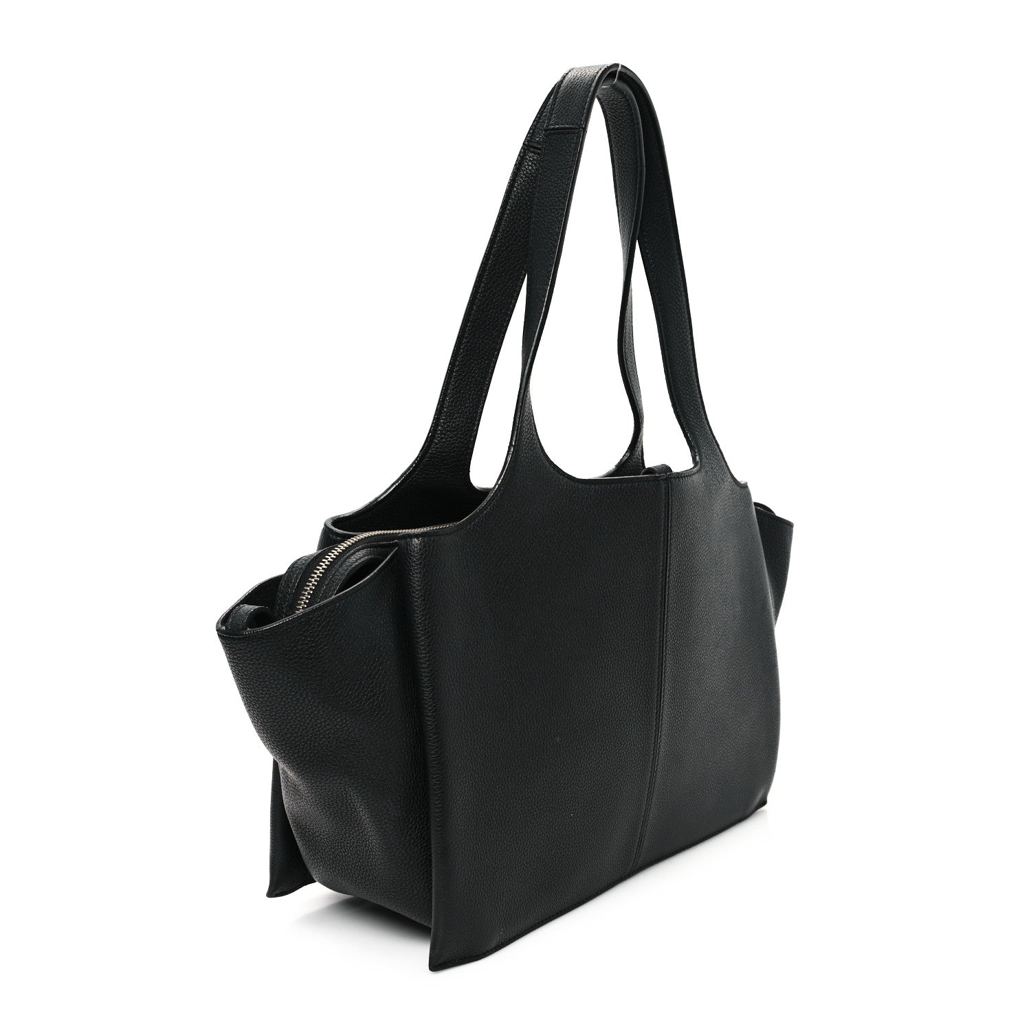 Celine Baby Grained Calfskin Medium Tri-Fold Bag Black 3 of 12