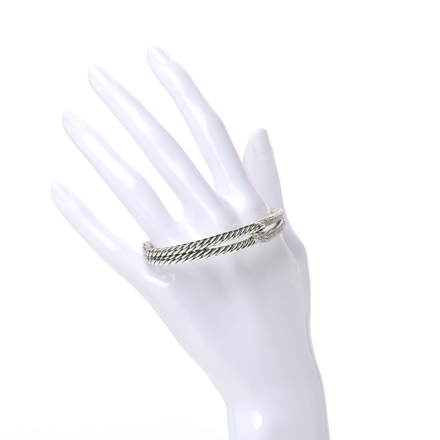 Sterling Silver Diamond Pave 10mm Single Loop Labyrinth Bracelet