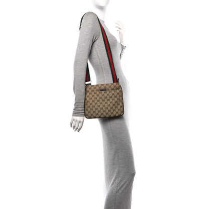 Gucci Monogram Web Small Flat Messenger Bag Brown 2 of 12