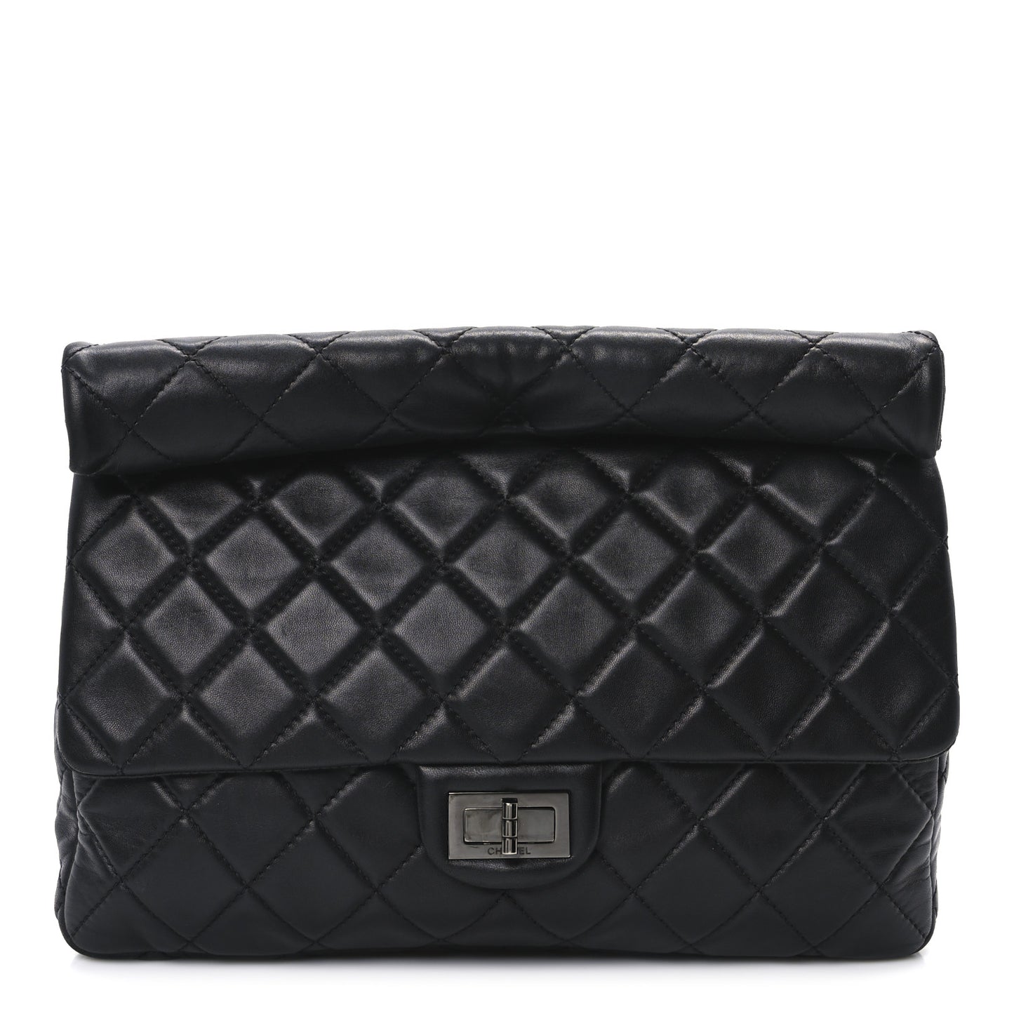 Lambskin Quilted Jumbo Roll 2.55 Reissue Clutch Black