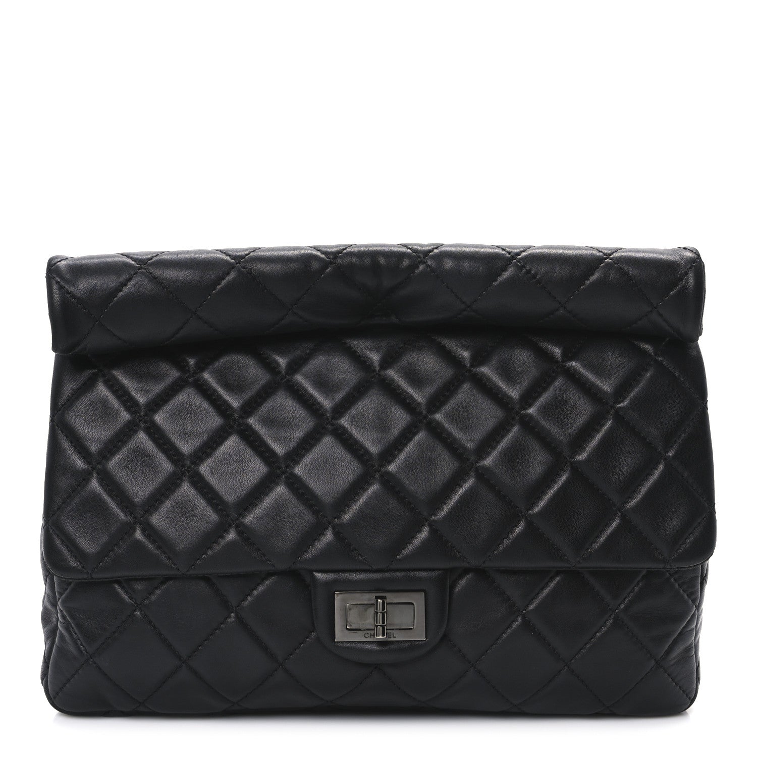 Chanel Lambskin Quilted Jumbo Roll 2.55 Reissue Clutch Black 1 of 10