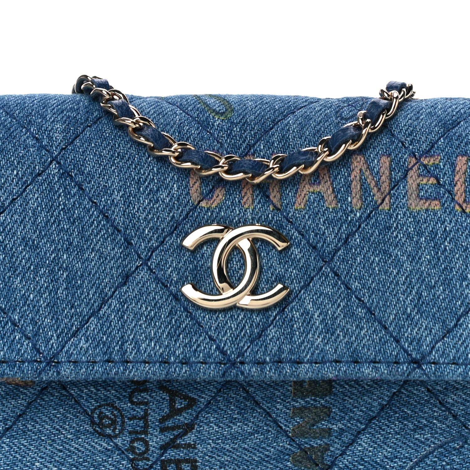 Chanel Denim Quilted Denim Mood Clutch With Chain Blue Multicolor 8 of 10
