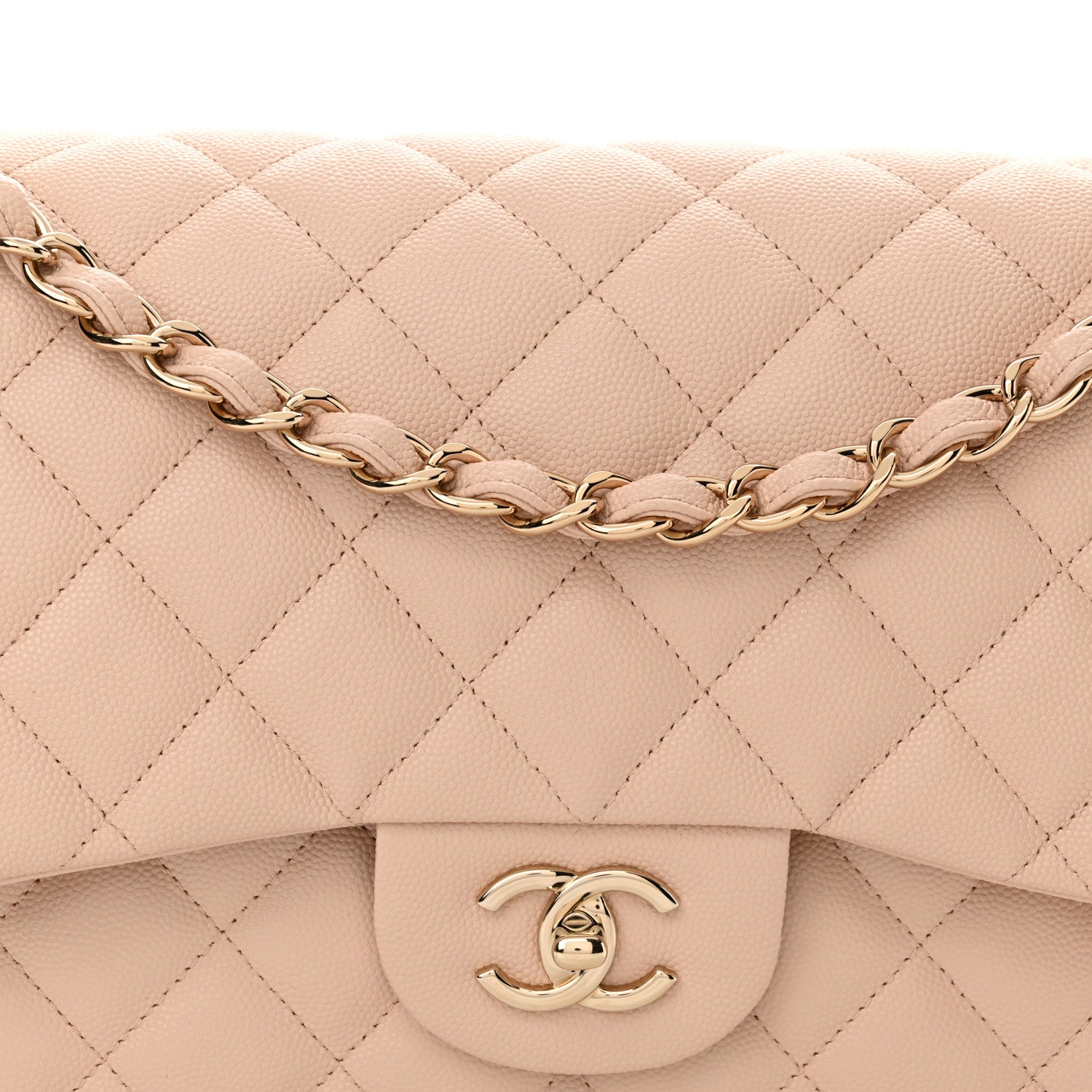 Chanel Caviar Quilted Jumbo Double Flap Light Beige 8 of 12